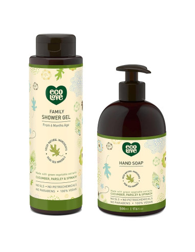 ecoLove Gel de Ducha y Jabón de Manos Orgánico Vegano 2x500ml