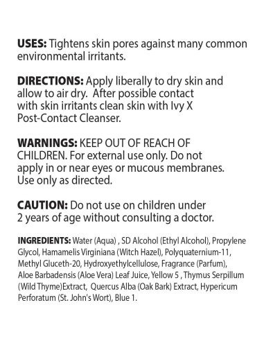 CoreTex Ivy X Spray Barrera de Piel 236.6 ml - Protección Hiedra Venenosa