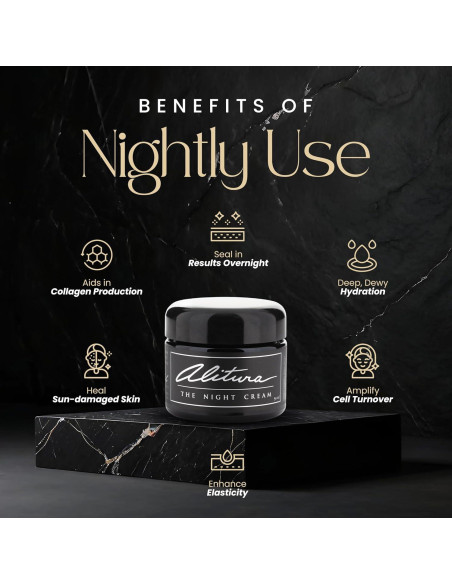 Crema Nocturna Hidratante Alitura 50ml - Antiarrugas 10% Ácido Hialurónico