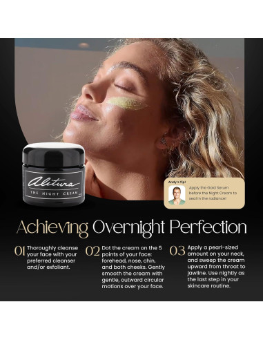 Crema Nocturna Hidratante Alitura 50ml - Antiarrugas 10% Ácido Hialurónico