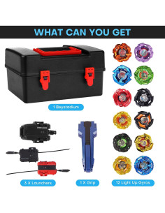 Conjunto de Batalla DEZAWRTY - 12 Trompos Giratorios y 3 Lanzadores 2