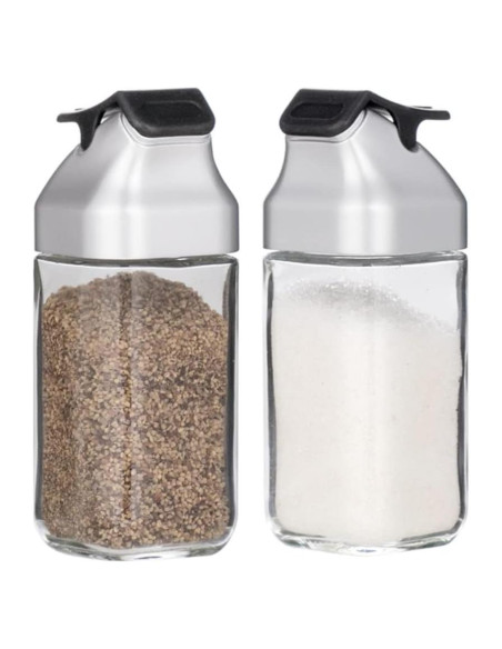 Juego de Molinillos de Sal y Pimienta J&M DESIGN - Set de 2 Botellas de Vidrio 118ml