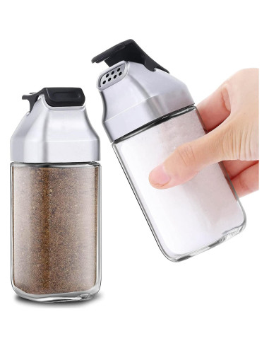 Juego de Molinillos de Sal y Pimienta J&M DESIGN - Set de 2 Botellas de Vidrio 118ml