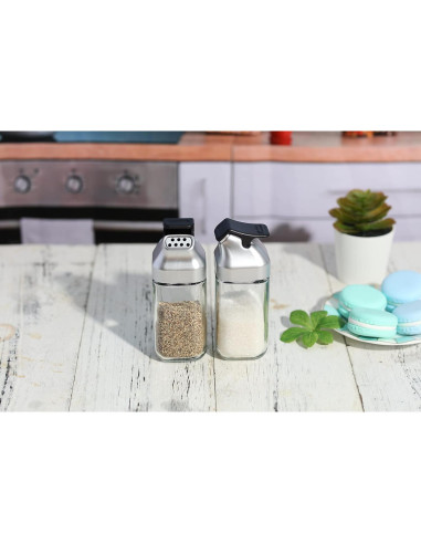 Juego de Molinillos de Sal y Pimienta J&M DESIGN - Set de 2 Botellas de Vidrio 118ml