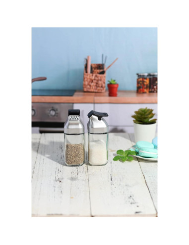Juego de Molinillos de Sal y Pimienta J&M DESIGN - Set de 2 Botellas de Vidrio 118ml
