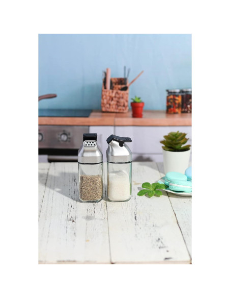 Juego de Molinillos de Sal y Pimienta J&M DESIGN - Set de 2 Botellas de Vidrio 118ml