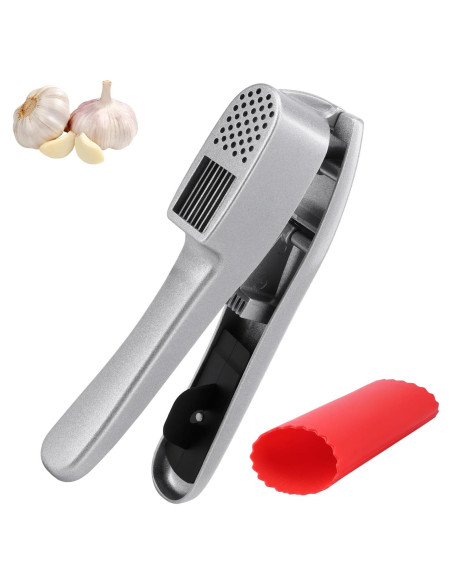 Juego de Prensa y Pelador de Ajo ZTTM - Aluminio y Silicona Juego de Prensa y Pelador de Ajo ZTTM - Aluminio y Silicona