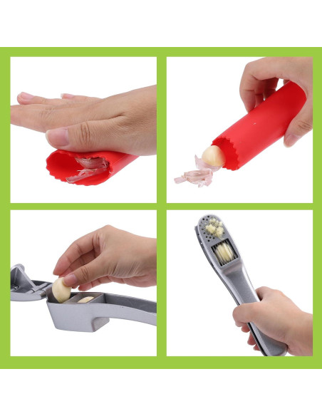 Juego de Prensa y Pelador de Ajo ZTTM - Aluminio y Silicona Juego de Prensa y Pelador de Ajo ZTTM - Aluminio y Silicona