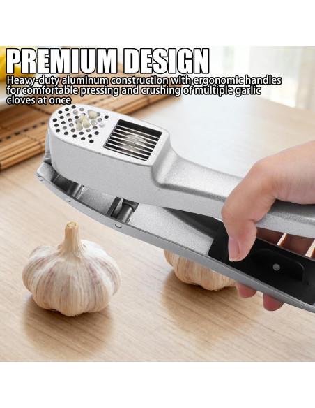 Juego de Prensa y Pelador de Ajo ZTTM - Aluminio y Silicona Juego de Prensa y Pelador de Ajo ZTTM - Aluminio y Silicona
