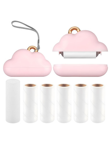 Mini Rodillo Quitapelusas Reutilizable Sunbrnhome Rosa 150 Hojas