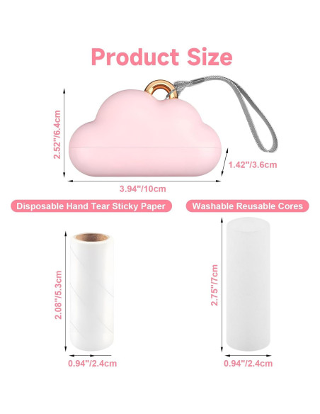 Mini Rodillo Quitapelusas Reutilizable Sunbrnhome Rosa 150 Hojas