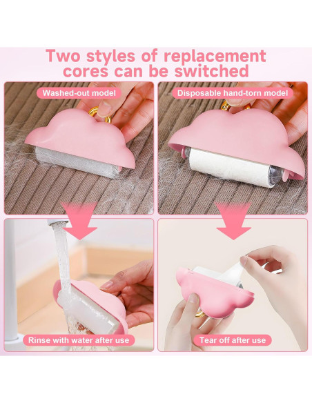 Mini Rodillo Quitapelusas Reutilizable Sunbrnhome Rosa 150 Hojas