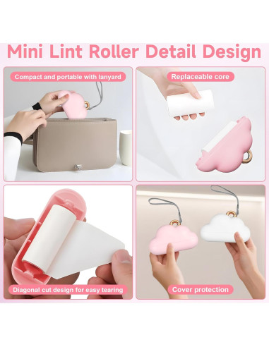 Mini Rodillo Quitapelusas Reutilizable Sunbrnhome Rosa 150 Hojas