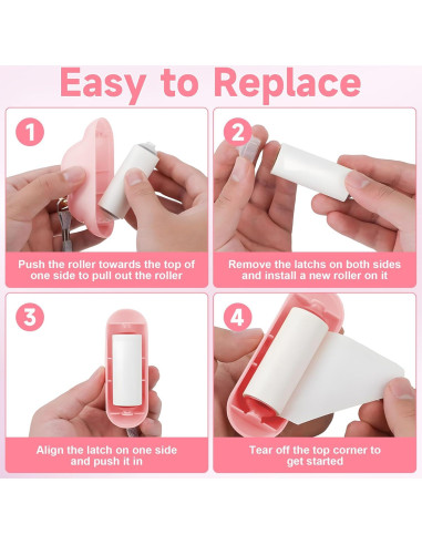 Mini Rodillo Quitapelusas Reutilizable Sunbrnhome Rosa 150 Hojas