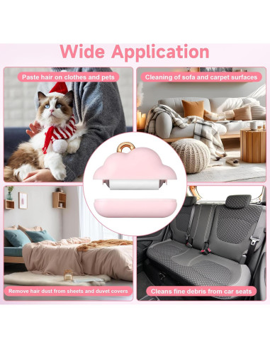 Mini Rodillo Quitapelusas Reutilizable Sunbrnhome Rosa 150 Hojas