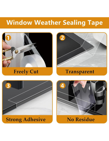 Cinta de Sellado Transparente 35mm x 3.2m para Cocina y Baño