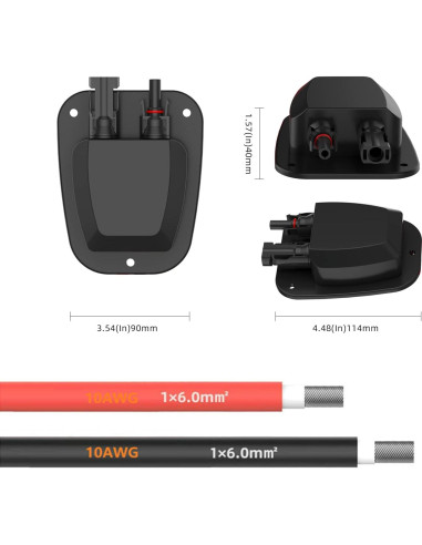 Caja de entrada de cable solar IP67 SolarEnz 3.05m 10AWG