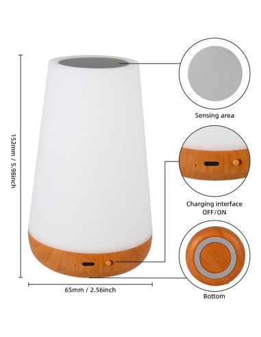 Lámpara de Noche Táctil Luxxflour, 5 Niveles Brillo, 13 Colores RGB