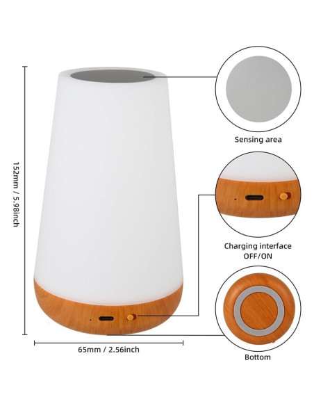 Lámpara de Noche Táctil Luxxflour, 5 Niveles Brillo, 13 Colores RGB