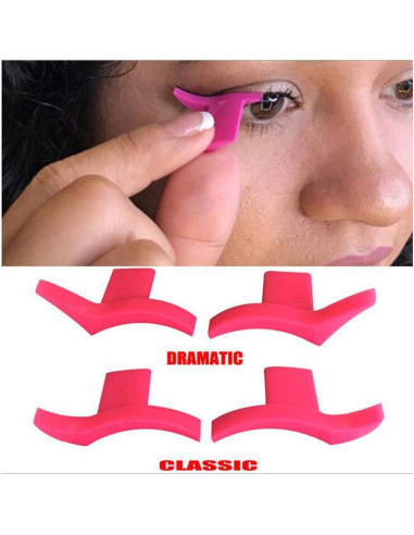 4 Pares Plantillas de Delineador de Ojos Silicona Estilo Clásico y Dramático