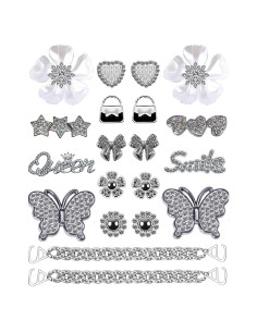 Encantos para Zapatos Brillantes 18PCS Plateados Joyería