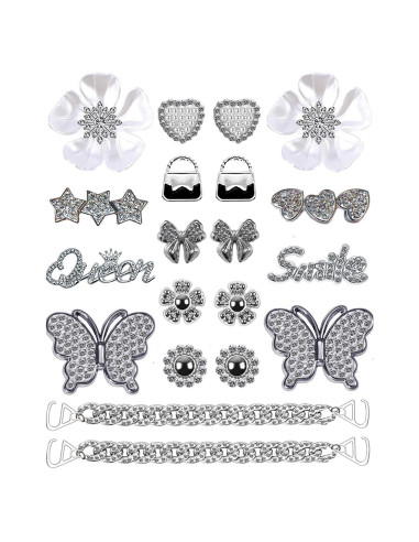 Encantos para Zapatos Brillantes 18PCS Plateados Joyería