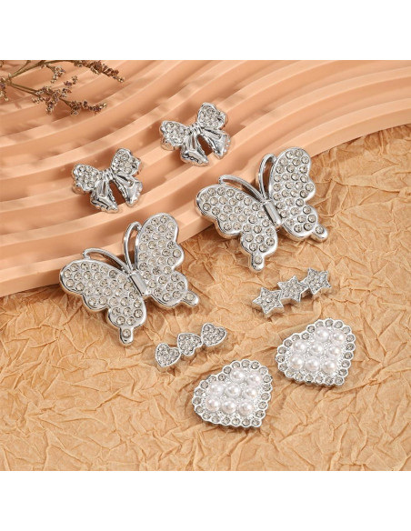 Encantos para Zapatos Brillantes 18PCS Plateados Joyería