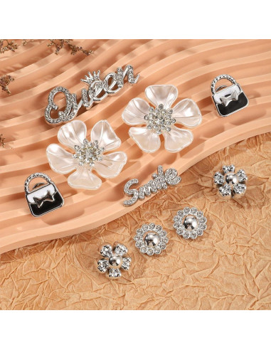 Encantos para Zapatos Brillantes 18PCS Plateados Joyería