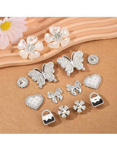 Encantos para Zapatos Brillantes 18PCS Plateados Joyería