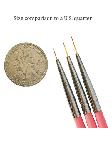 Juego de Pinceles para Arte de Uñas Vino Berry - 3 Piezas