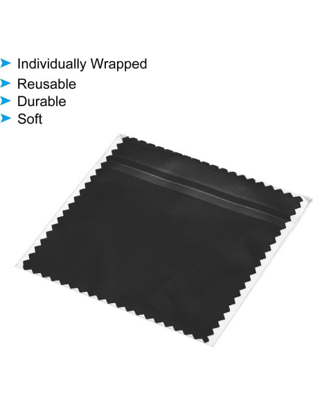 Paño de Limpieza de Joyería PATIKIL 100 Piezas Microfibra Negro