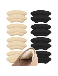 8 Pares Almohadillas Talón Antideslizantes Accoglie Beige/Negro