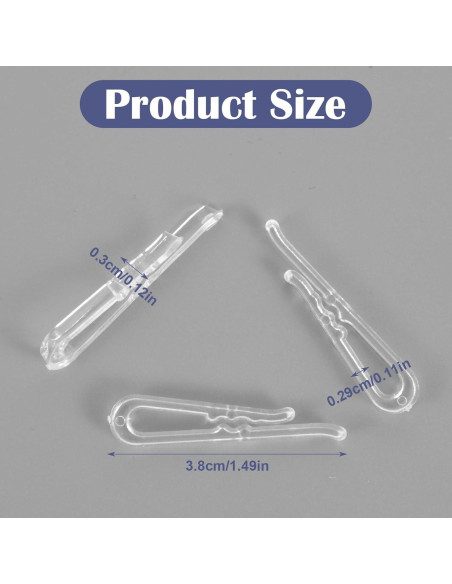 200 Clips de Plástico Transparente en Forma de Cocodrilo 3.78cm