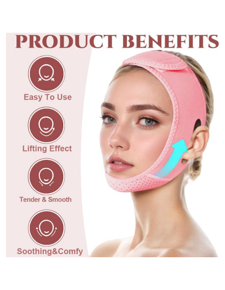 Cinta para la Barbilla ROWMATE Beauty - Reductor de Papada Rosa