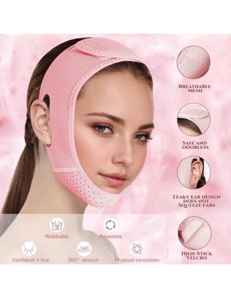 Cinta para la Barbilla ROWMATE Beauty - Reductor de Papada Rosa