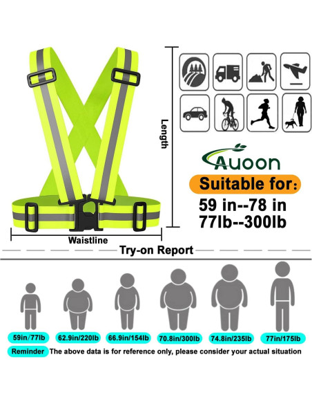 Chaleco Reflectante Ajustable AUOON para Correr y Ciclismo