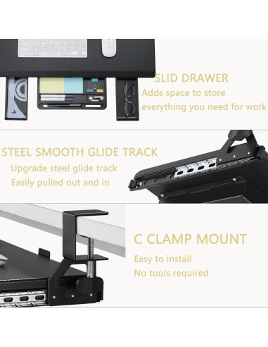 Bandeja de Teclado Ergonomica ETHU para Escritorio en L 67.9x31cm