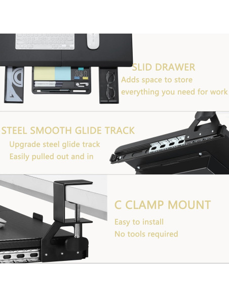 Bandeja de Teclado Ergonomica ETHU para Escritorio en L 67.9x31cm