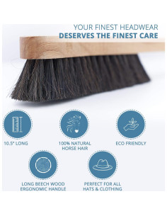 Cepillo para Sombreros Atzi Hats 100% Pelo de Caballo Negro 2