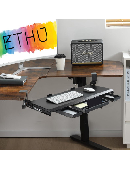 Bandeja de Teclado Ergonomica ETHU para Escritorio en L 67.9x31cm