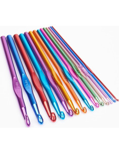 14 Ganchos de Crochet HIBAMSTOR Aluminio Ergonómicos 2-10mm 2