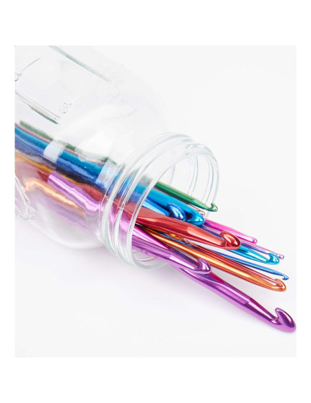 14 Ganchos de Crochet HIBAMSTOR Aluminio Ergonómicos 2-10mm