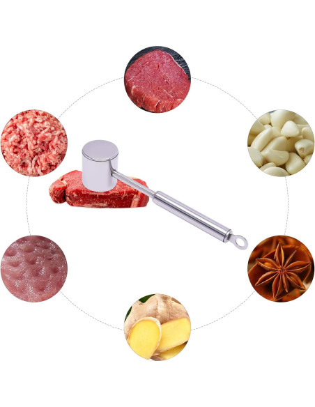 Ablandador de Carne Acero Inoxidable 304 Apto Lavavajillas