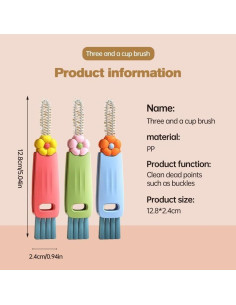 Cepillos de Limpieza 3 en 1 PUSKIU para Botellas y Tazas 2