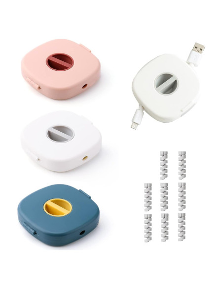 Organizador de Cable Retráctil Mini 4 PCS + 8 Protectores de Silicona