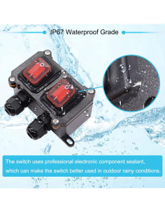 Interruptor de Cable Impermeable IP67 12V 20A DPST Hmknana 2