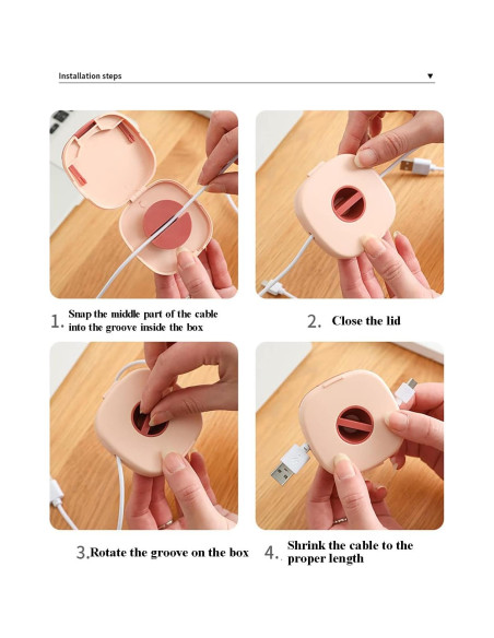 Organizador de Cable Retráctil Mini 4 PCS + 8 Protectores de Silicona