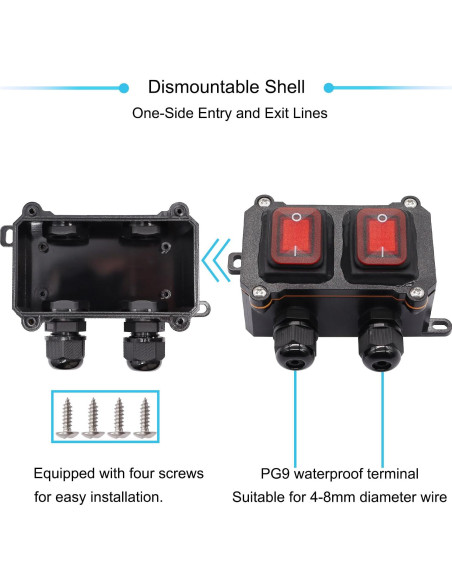 Interruptor de Cable Impermeable IP67 12V 20A DPST Hmknana