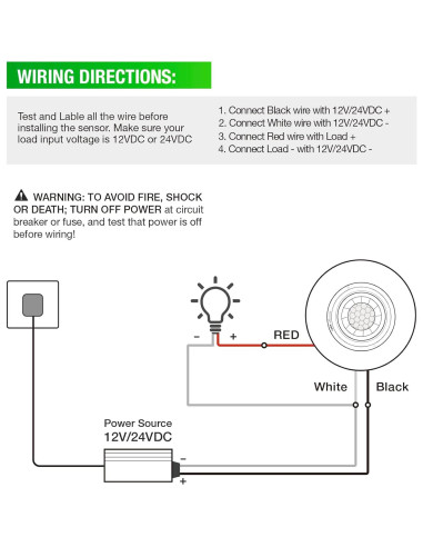 Sensor de Movimiento PIR Techo RAYZEEK RZ037 12V 24V 360