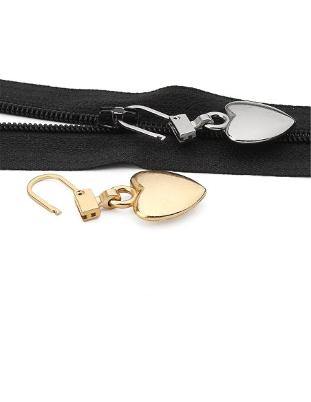 5 Tiradores de Cremallera Corazón Dorado Metal BWESOO